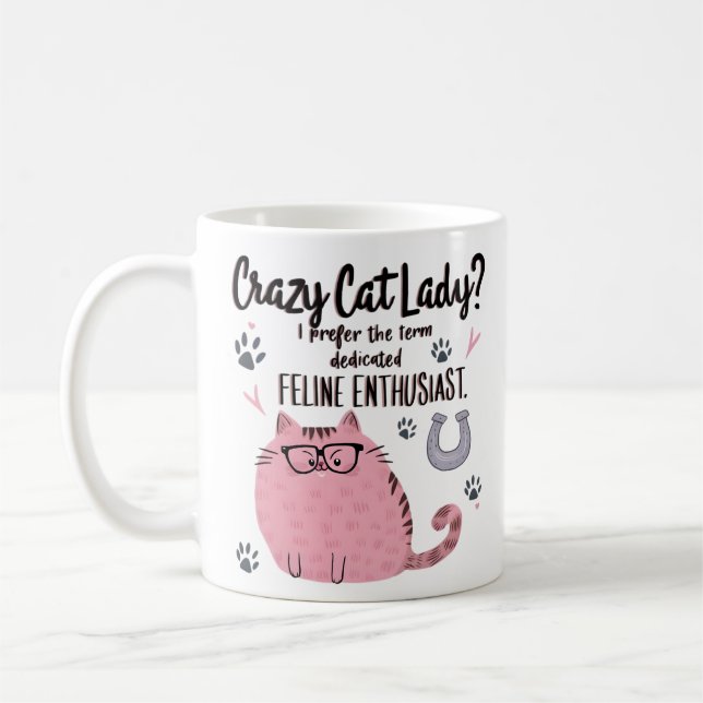 Verrückte Katzenlady? Lustiges Katzenliebhaber-Ges Kaffeetasse (Links)