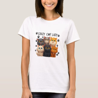 Verrückte Katzenlady, Lustiges Katzenliebhaber-Ges T-Shirt