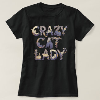 Verrückte Katzenlady Schwarz T-Shirt