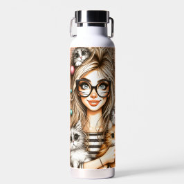 Verrückte Katzenlady  Trinkflasche