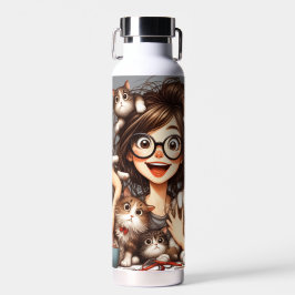 Verrückte Katzenlady  Trinkflasche