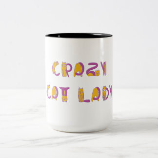 Verrückte Katzenlady Zweifarbige Tasse