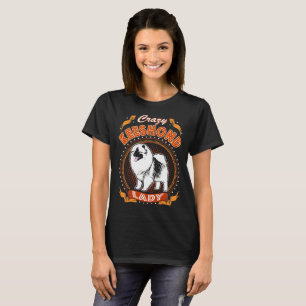 Verrückte Keeshond-Hundedame Tshirt