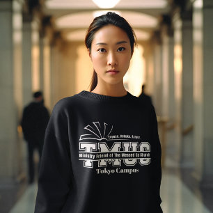 Verrückte Kirche Damen Varsity Schwarz Campus Sweatshirt