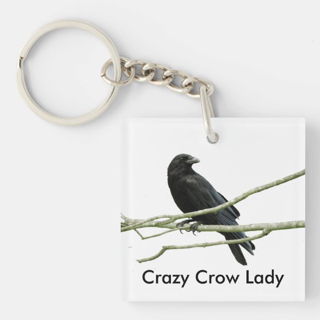 Verrückte Krähen-Dame Keychain Schlüsselanhänger (Vorderseite)