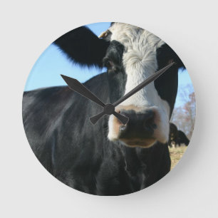 Verrückte Kuh Runde Wanduhr