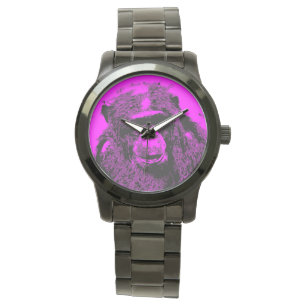 verrückte Kunst - Schimpanse rosa (c) Armbanduhr
