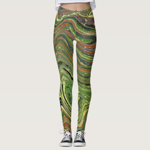 Verrückte Liebe zu wilden grünen gestreiften Leggi Leggings