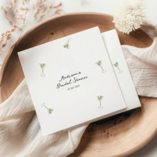 Verrückte Martini-Schleife Handgezeichnete Brautpa Serviette