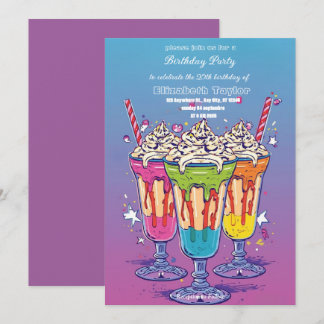 Verrückte Milkshake-Party-Einladung – Bunt Süß Einladung