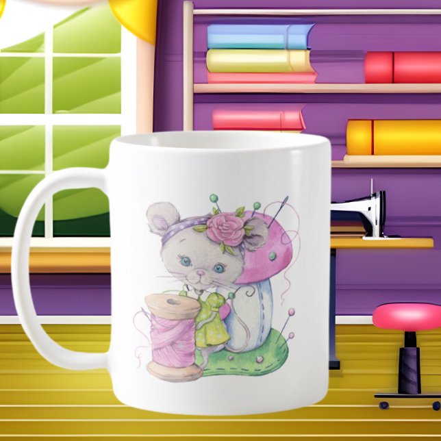 verrückte Näherin Wortart Kaffeetasse (Von Creator hochgeladen)