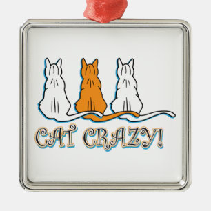 Verrückte orange getigerte Katzen Ornament Aus Metall