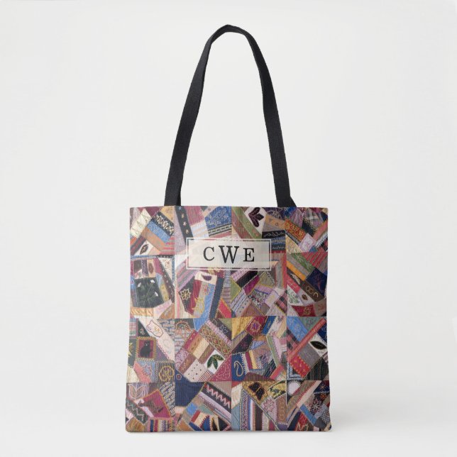 Verrückte Patchwork-Decke im Quilt-Stil Tasche (Vorderseite)