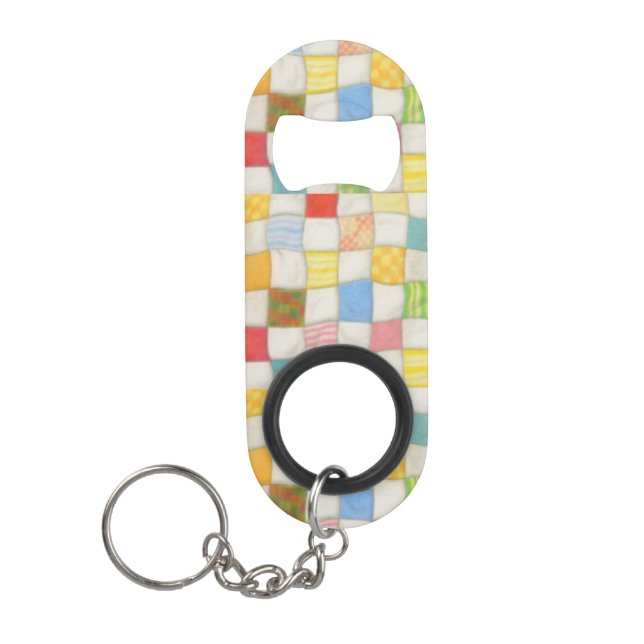 VERRÜCKTE PATCHWORK Mini Flaschenöffner mit Schlüs (Vorderseite)