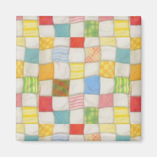 VERRÜCKTE PATCHWORK Quadrat Magnet (Vorne)