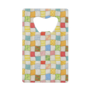 VERRÜCKTE PATCHWORK-STOFFDECKEN Kreditkarten Flasc Geldbeutel Flaschenöffner