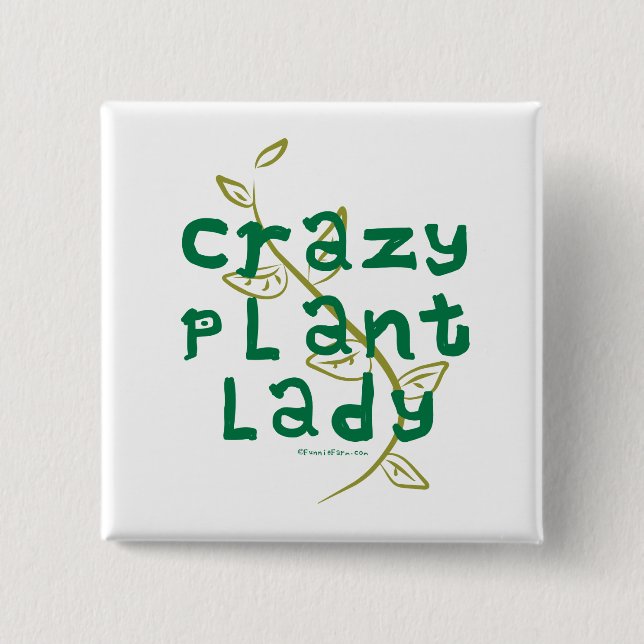 Verrückte Pflanzen-Dame Button (Vorderseite)