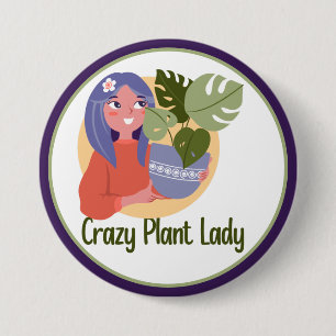 Verrückte Pflanzenlady-Knopf Button