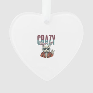 Verrückte Rappa-Katze Vintage-Stich T-Shirt-Design Ornament