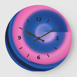 Verrückte rosa und blauer Strudel-runde Neonuhr Große Wanduhr