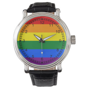 verrückte rückwärts Regenbogen-Stolperuhr Armbanduhr