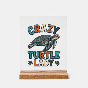 Verrückte Schildkröten-Dame Vintage Meeresschildkr Acrylschild