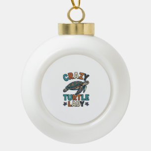 Verrückte Schildkröten-Dame Vintage Meeresschildkr Keramik Kugel-Ornament