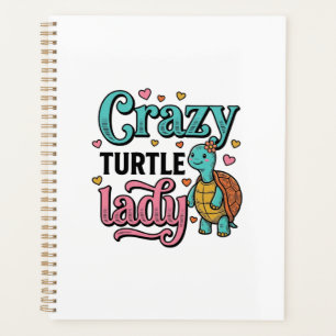 Verrückte Schildkröten-Dame Vintage-Stich-Design_1 Planer