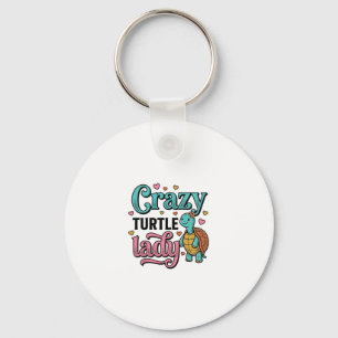 Verrückte Schildkröten-Dame Vintage-Stich-Design_1 Schlüsselanhänger