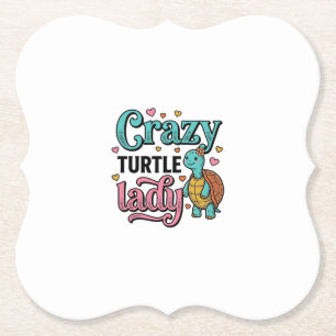 Verrückte Schildkröten-Dame Vintage-Stich-Design_1 Untersetzer