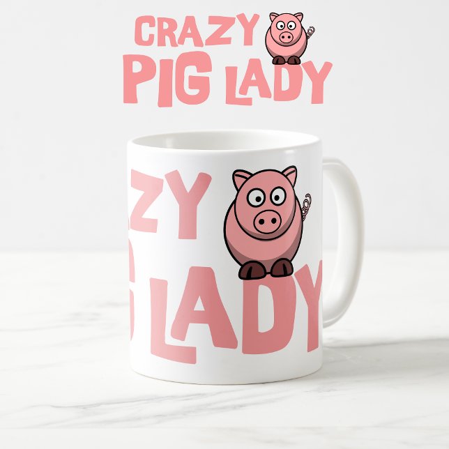 Verrückte Schweine-Dame Tasse (Crazy pig lady mug.)