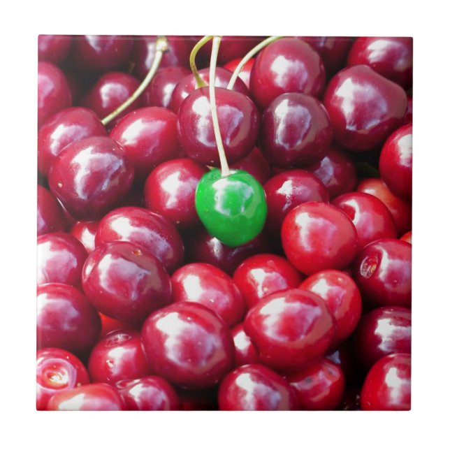 verrückte Spritzenkirschen Fliese (Vorderseite)