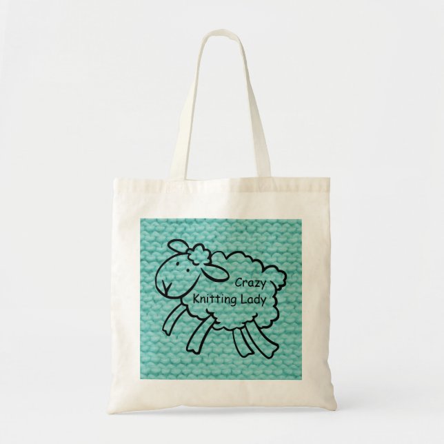 Verrückte strickende Dame Bag Tragetasche (Vorne)
