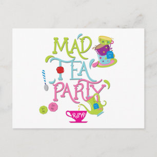 Verrückte-Teeparty-Wonderland-whimsical-RSVP-Postk Einladungspostkarte
