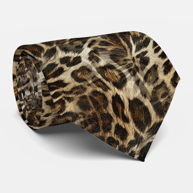 Verrückte und schicke Leopard-Stellen-lederner Krawatte (Gerollt)