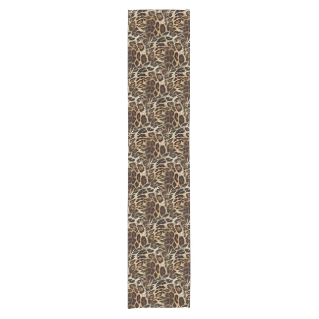 Verrückte und schicke Leopard-Stellen-lederner Kurzer Tischläufer (Vorderseite)