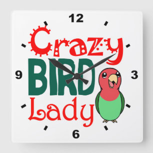 Verrückte Vogeldame Quadratische Wanduhr