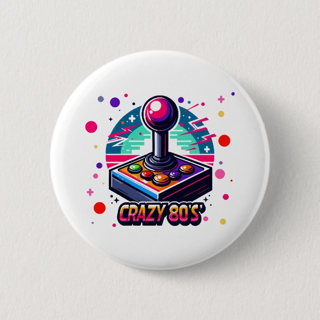 verrückter 80er Old School Stil Button (Vorderseite)