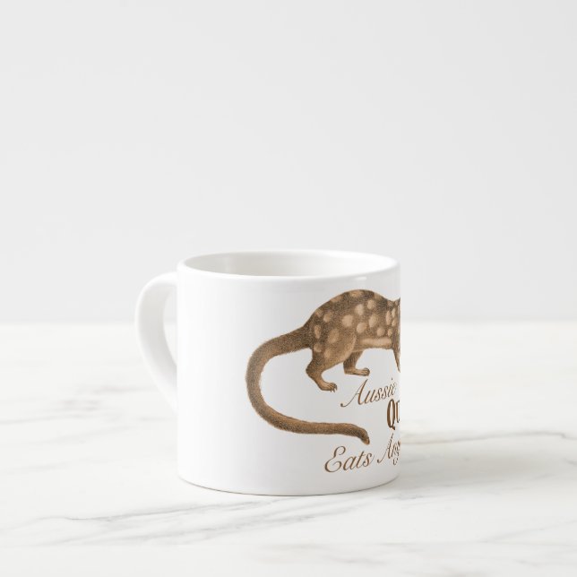 Verrückter Australier Quoll isst alles Espressotasse (Vorderseite Links)