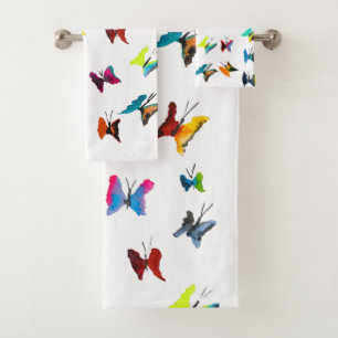 Verrückter bunter Schmetterling Badhandtuch Set