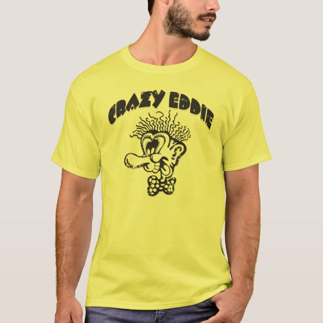Verrückter Eddie "verrücktes Gesicht" und Logo-Art T-Shirt (Vorderseite)