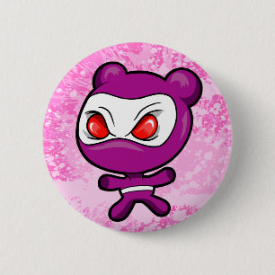 Verrückter Eisbär-Krieger Ninja Knopf Button