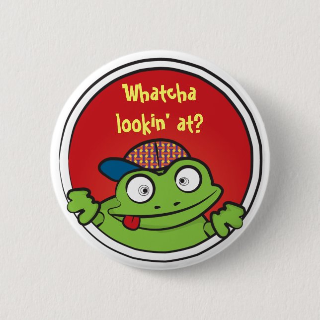 Verrückter Froschknopf Button (Vorderseite)