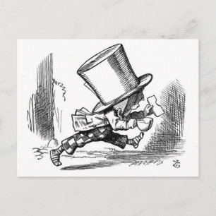 Verrückter Hatter läuft Postkarte