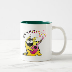 Verrückter Katzen-Gitarrist Zweifarbige Tasse