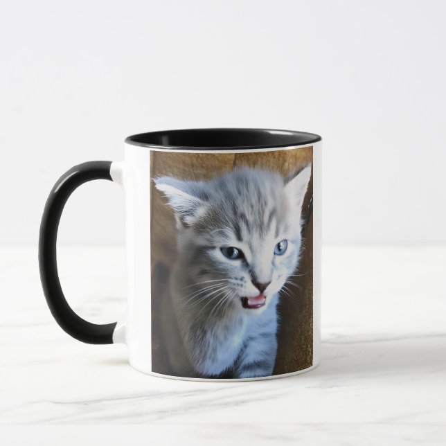 Verrückter Katzen-Typ. Katzenhumor. Katzen-Kaffeet Tasse (Links)