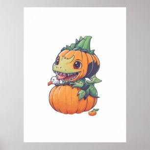 verrückter Kürbis, der versucht, spooky zu essen Poster