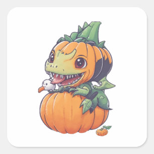 verrückter Kürbis, der versucht, spooky zu essen Quadratischer Aufkleber