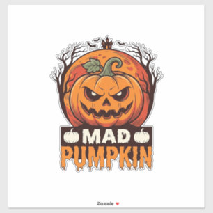 Verrückter Kürbis Halloween Vintage Gravur Design_ Aufkleber