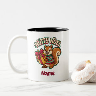 Verrückter Noel-Eichhörnchen-Weihnachtstasse, pers Zweifarbige Tasse